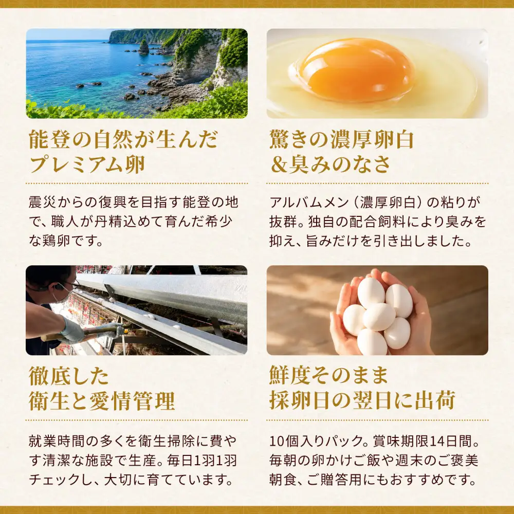 【復興応援】純真無垢 「NOTO新卵（のとしんらん）」と贅沢卵加工品4種詰めバラエティ