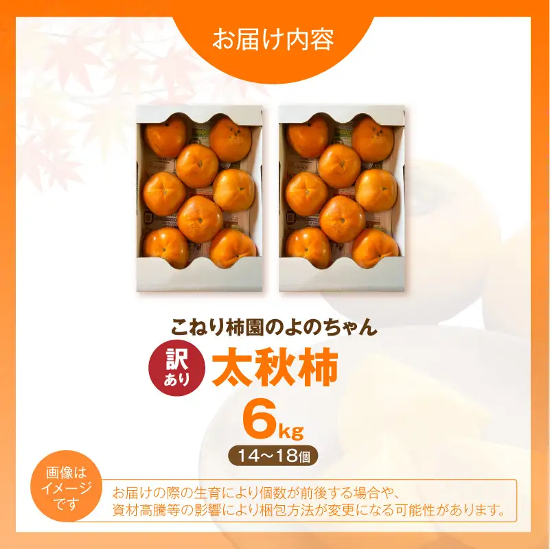 【先行受付】 訳あり 太秋柿 6kg こねり柿園こだわりの『よのちゃん太秋柿』 _KNR0408