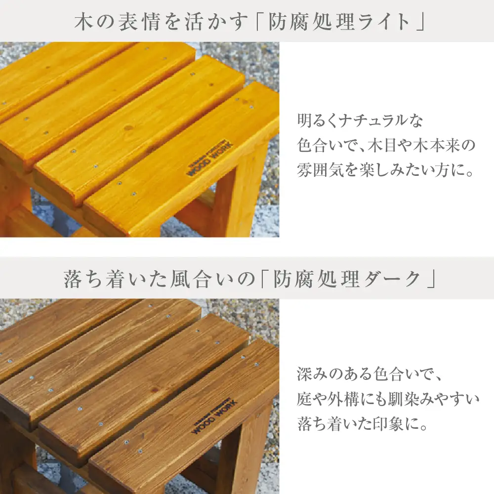 木製ベンチC［SPF材］(防腐処理ライト) 1600mm×400mm×390mm