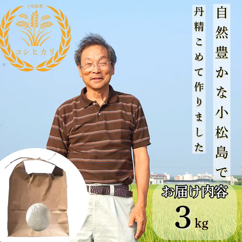 【令和8年産】新米 コシヒカリ 3kg 米 白米 精米 こめ お米 産地直送 小松島市