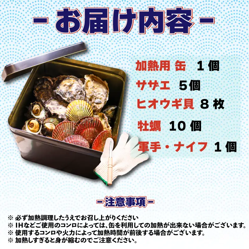【着日指定可能】 カンカン焼き 牡蠣 ヒオウギ貝 サザエ (冷凍) / 贈答 BBQ 浜焼き