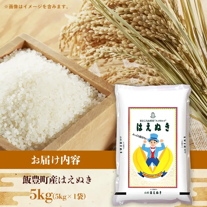 令和８年産 はえぬき 白米 5kg (5kg×1袋) - 山形県 飯豊町産 米 精米 品種 銘柄 ブランド米 ご飯 ごはん おすすめ 送料無料