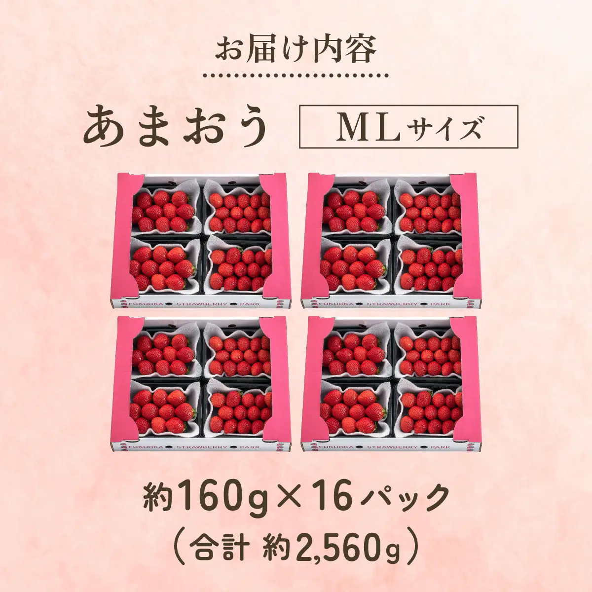 【2027年3月～4月発送】うるう農園のあまおう(MLサイズ)約160g×16P(約2560g)