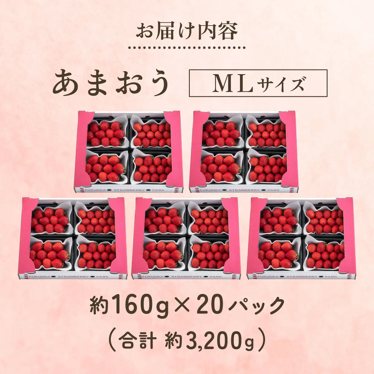 【2027年3月～4月発送】うるう農園のあまおう(MLサイズ)約160g×20P(約3200g)