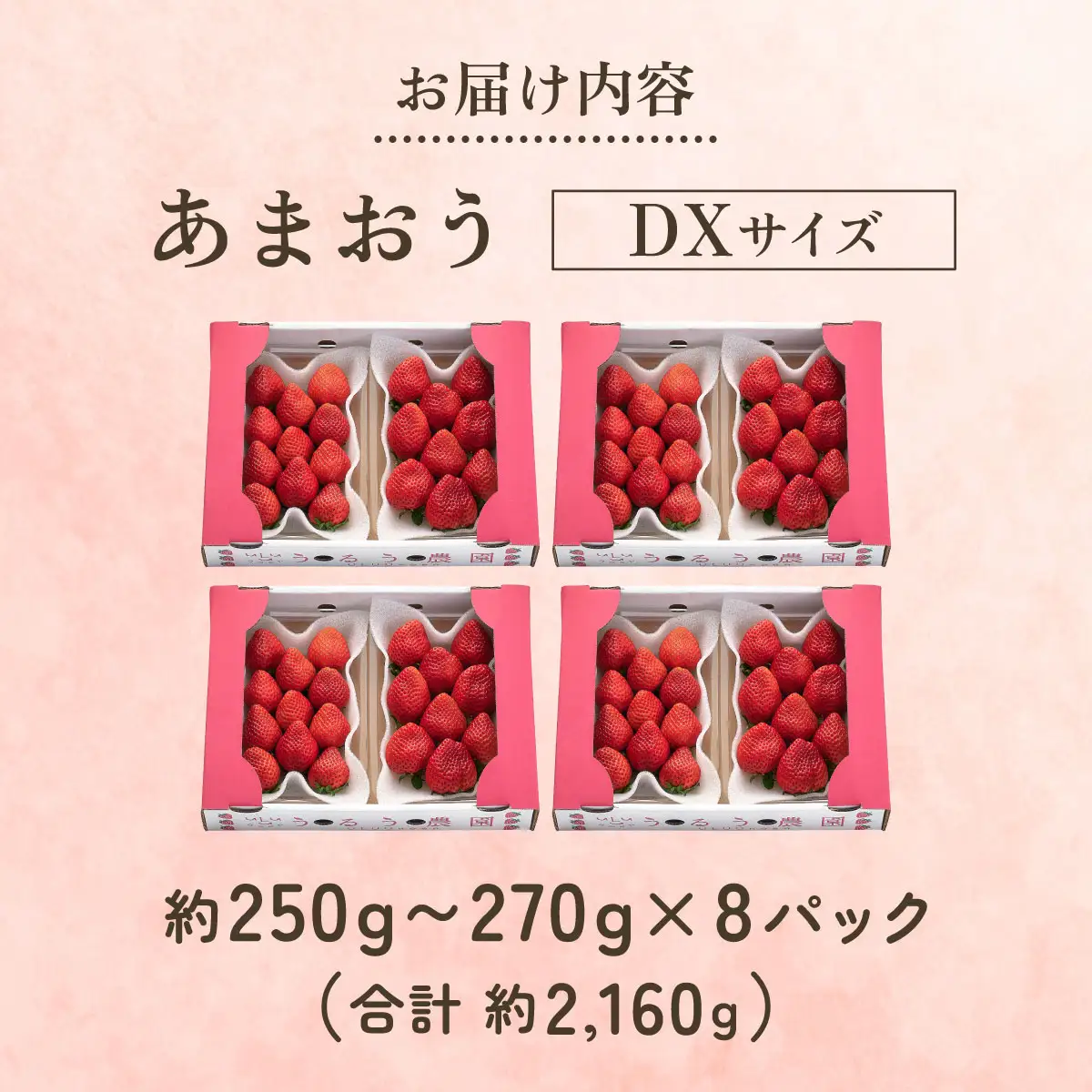 【2027年3月～4月発送】うるう農園のあまおうDX 約250g～270g×8P(約2160g)
