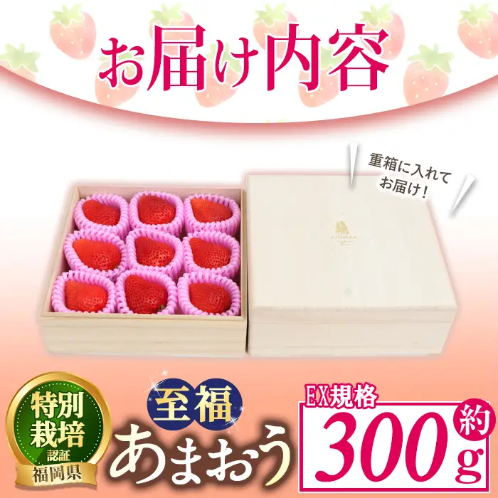 ＜予約受付中！2026年11月より順次発送予定＞あまおう 至福 EX等級赤 (約300g) 苺 いちご イチゴ 国産 福岡県 果物 フルーツ 冷蔵 特別栽培 贈答 ＜離島配送不可＞【ksg1975】【うるう農園】