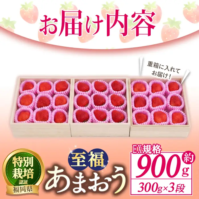 ＜予約受付中！2026年11月より順次発送予定＞あまおう 至福 EX等級赤 (約900g) 苺 いちご イチゴ 国産 福岡県 果物 フルーツ 冷蔵 特別栽培 贈答 ＜離島配送不可＞【ksg1976】【うるう農園】