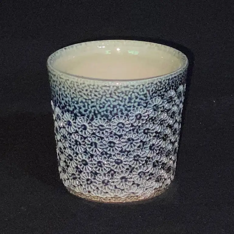 一の瀬焼 丸田窯 マルチカップ 塩釉波文様 筒形 A10-001
