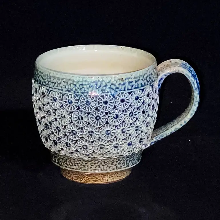 一の瀬焼 丸田窯 マグカップ 塩釉花文様 ワイド A10-004
