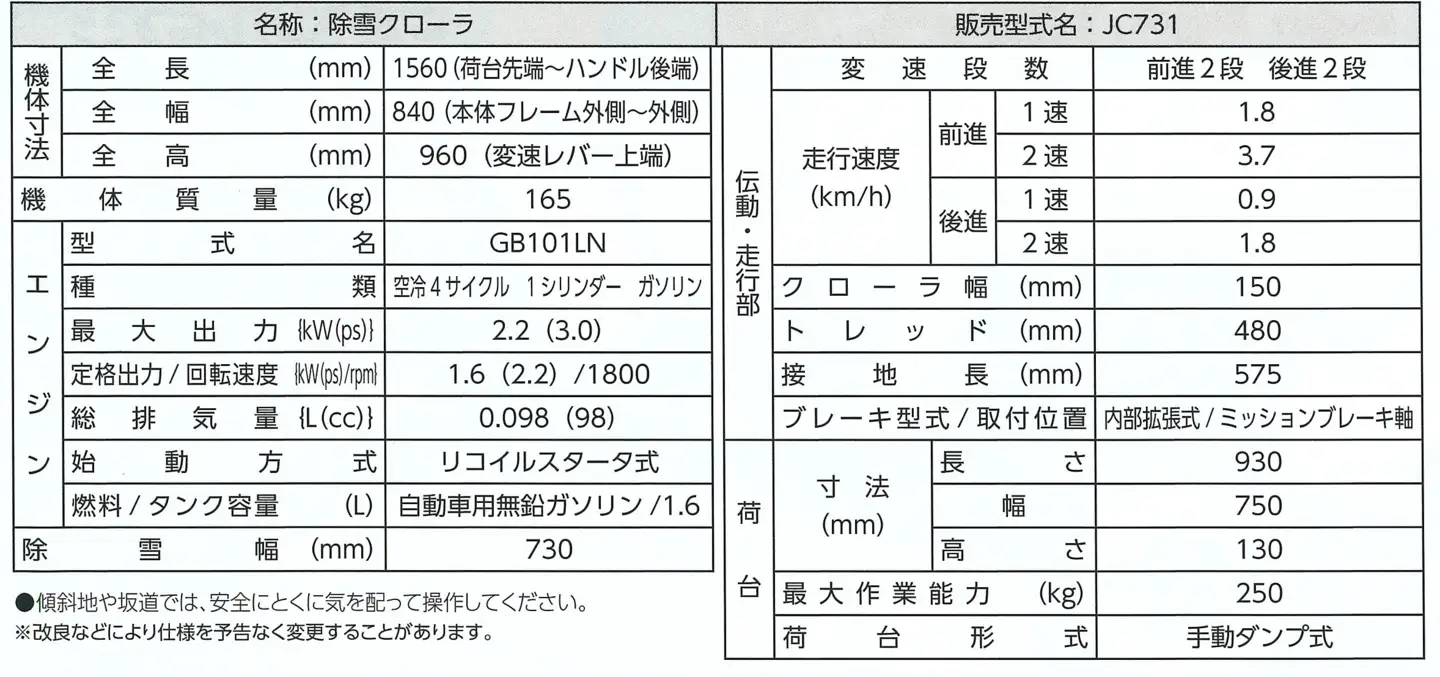除雪クローラ運搬車 カワシマ  JC731