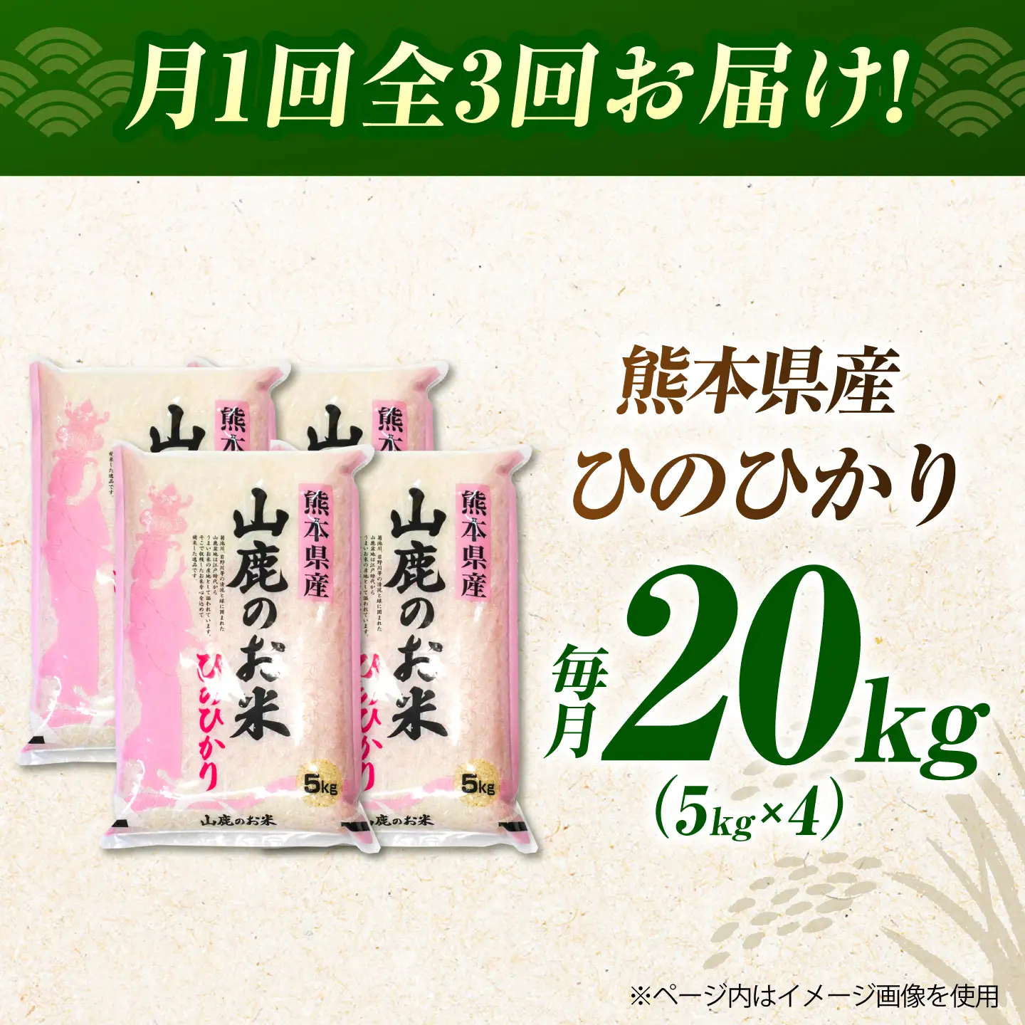〈令和8年度産米〉 【3回定期便】山鹿のお米 ヒノヒカリ 5kg×4【有限会社 あそしな米穀】[ZBI041]