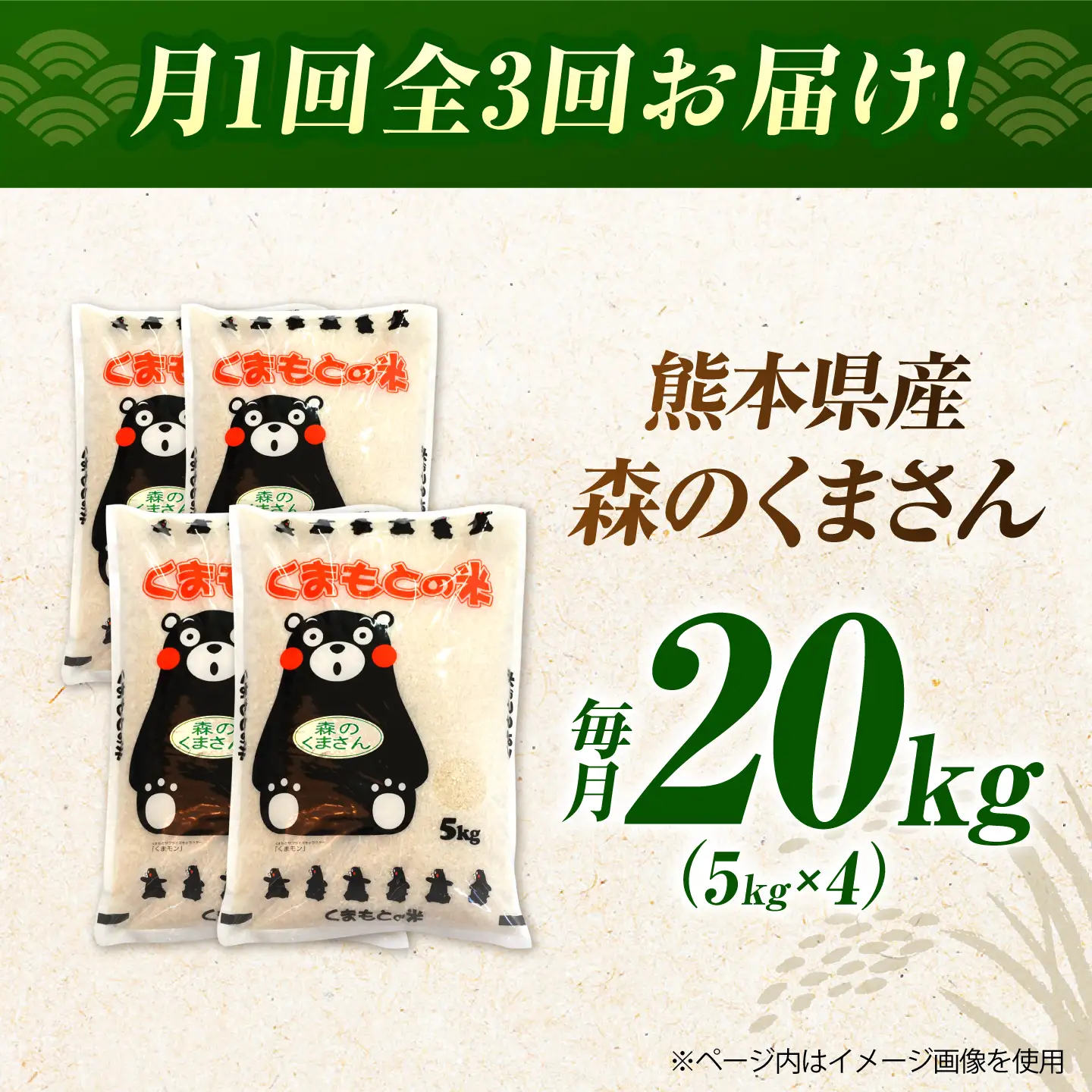 〈令和8年度産米〉【3回定期便】熊本県産 森のくまさん 白米 20kg (5kg×4) 米 お米 ご飯 こめ【有限会社 あそしな米穀】[ZBI046]