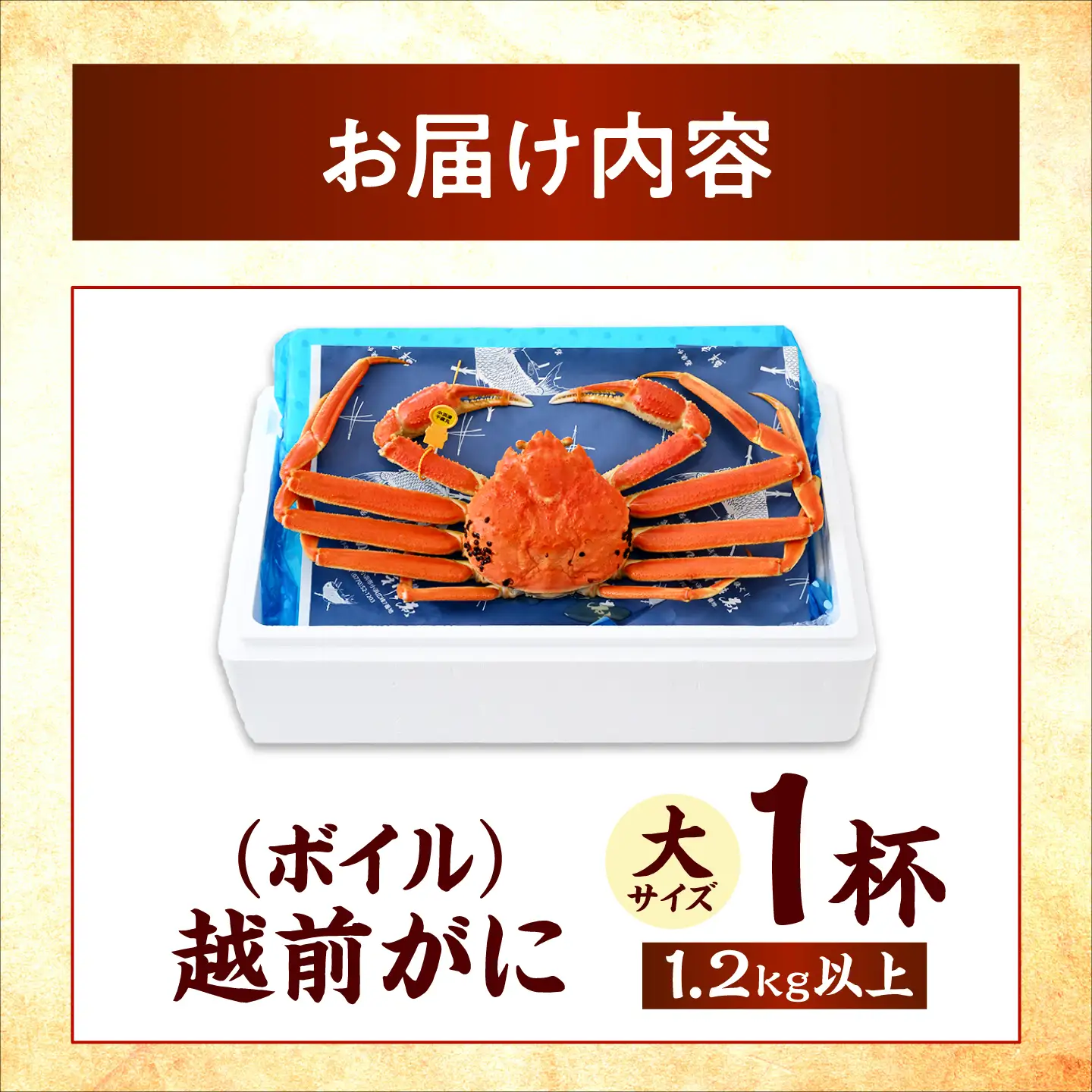 【先行予約/11月7日より順次発送予定】【冷蔵】「若狭小浜港産地直送」 越前がに (ズワイガニ) ボイル 大 1杯[BFBC020]【配送不可地域：北海道・沖縄・離島】