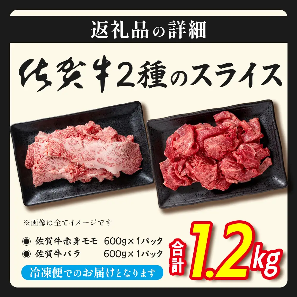 佐賀牛 すき焼き 2種食べ比べ 【赤身モモ・牛バラ食べ比べ（各600g） 計1200g 】E-196
