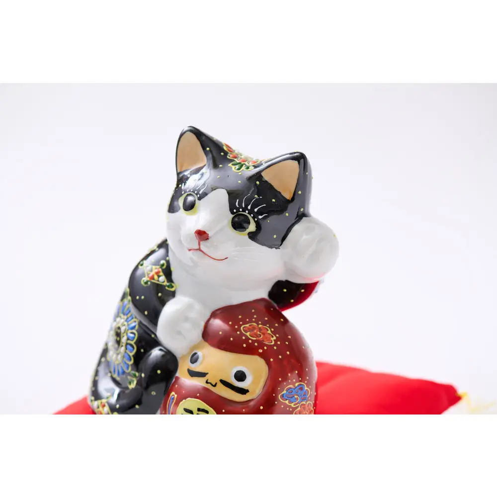 5号達磨招き猫　黒盛　（布団付）