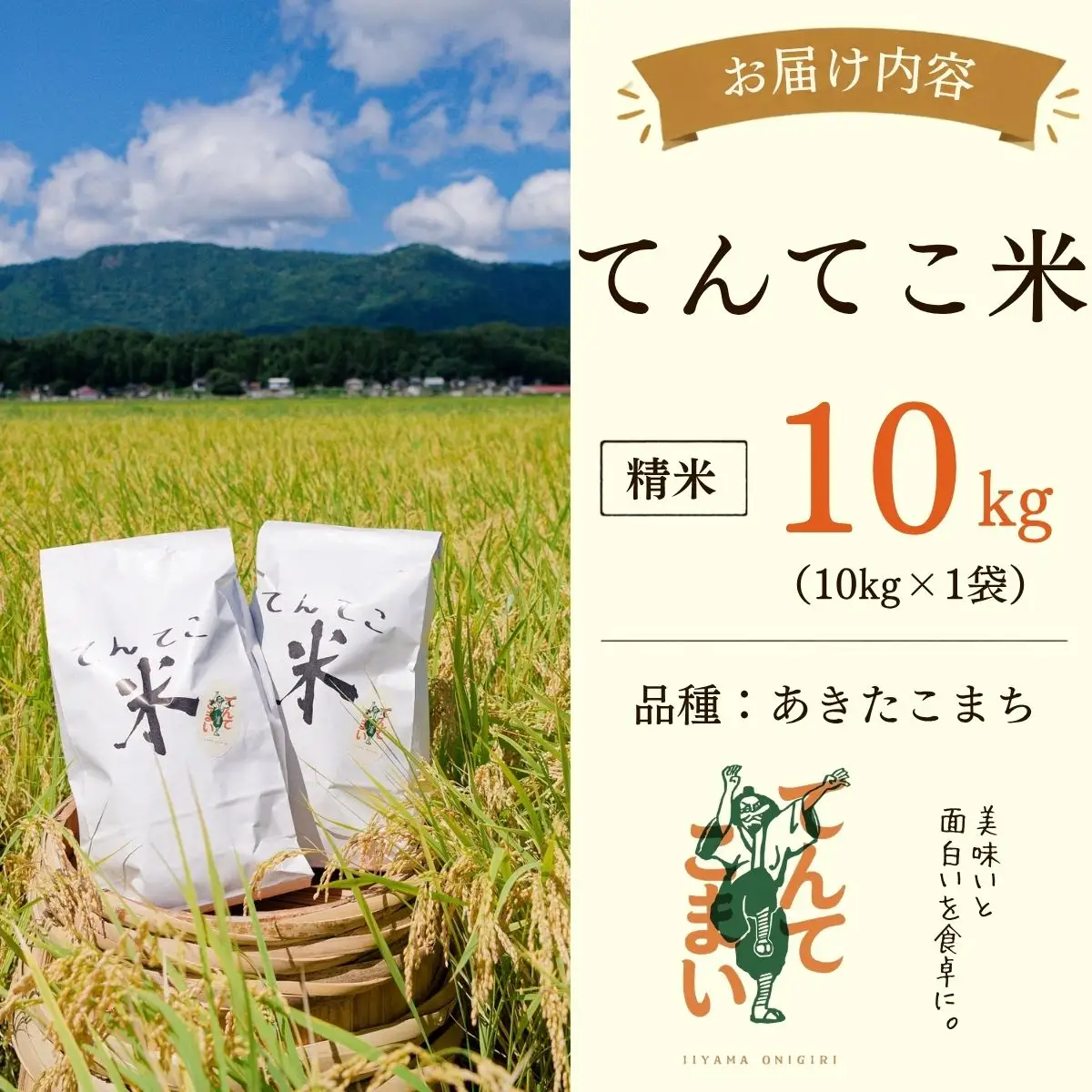 【新米】 あきたこまち 精米 10kg てんてこ米 今清水農園