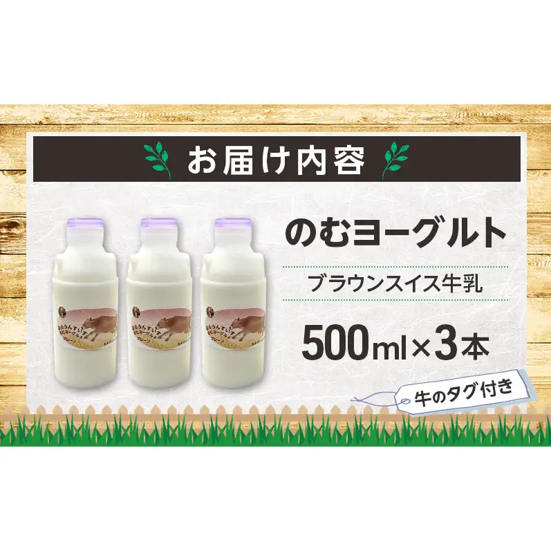 のむヨーグルト 生乳100%使用 500ml×3本 北海道産 ブラウンスイス種 [i・ふぁーむ] 【 飲むヨーグルト 牧場直送 幕別 プレーン 濃厚 牛 朝食 】