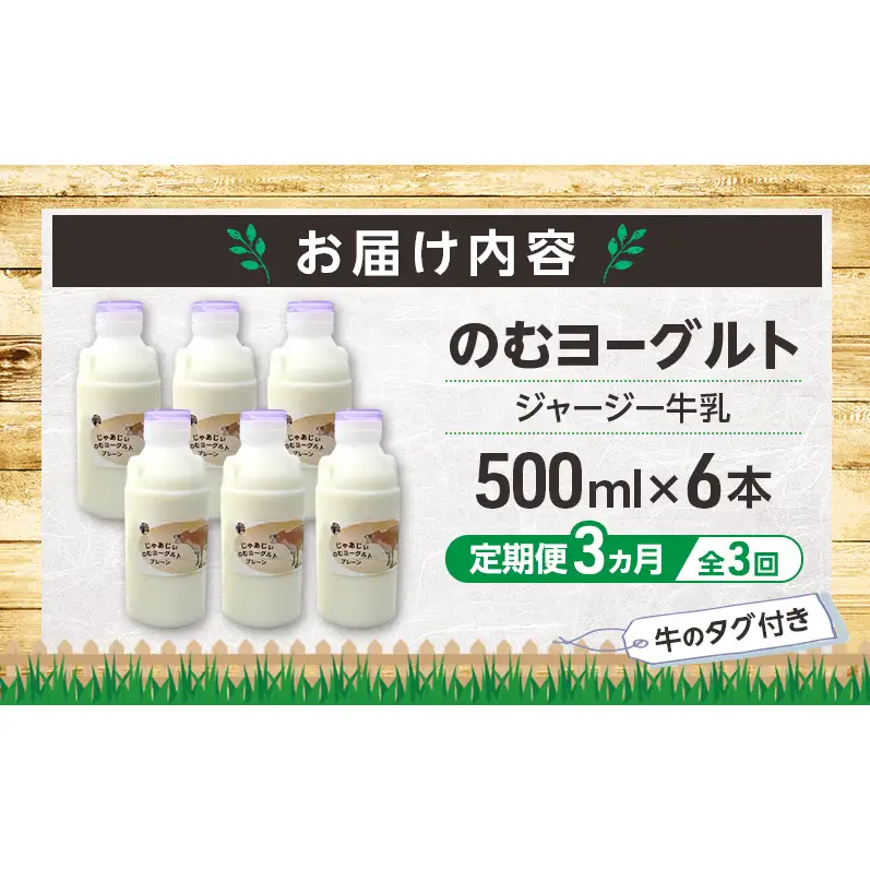定期便 3ヵ月連続 全3回 のむヨーグルト 生乳100%使用 500ml×6本 北海道産 ジャージー種 [i・ふぁーむ] 【 飲むヨーグルト 牧場直送 幕別 プレーン 濃厚 牛 朝食 】