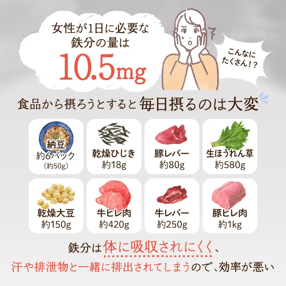 鉄分 サプリ ルミエル 鉄 10mg 3袋　フェリチン鉄 ヘム鉄 葉酸 栄養機能食品