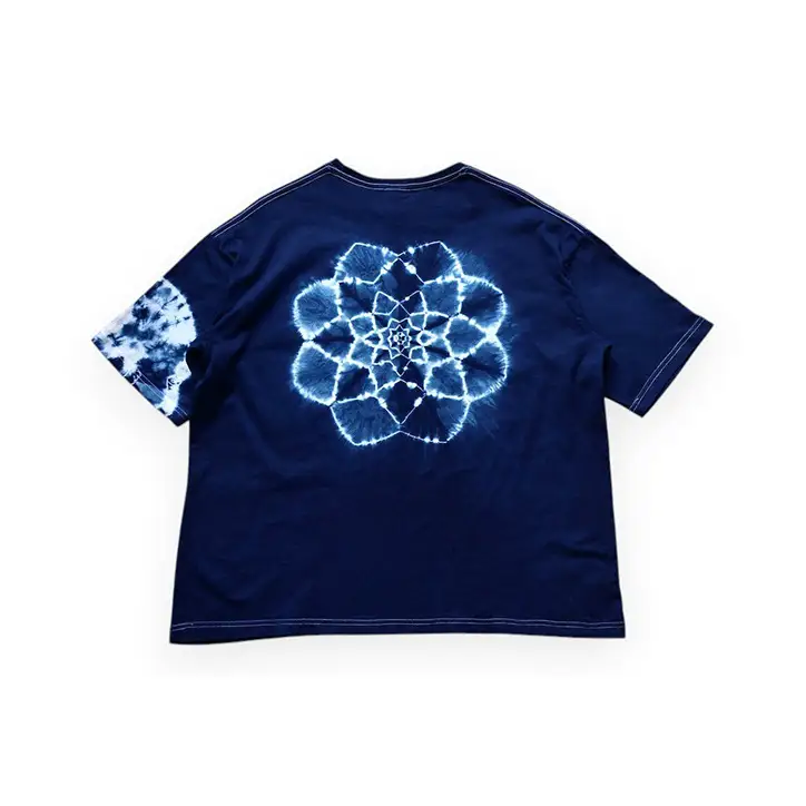 濃紺藍染めTシャツ（ワイドシルエット） Q  ASCENSION  黒部の名水染め　Tシャツ ファッション 服 男性 メンズ 女性 レディース 藍染め 藍染 染物 XXLサイズ