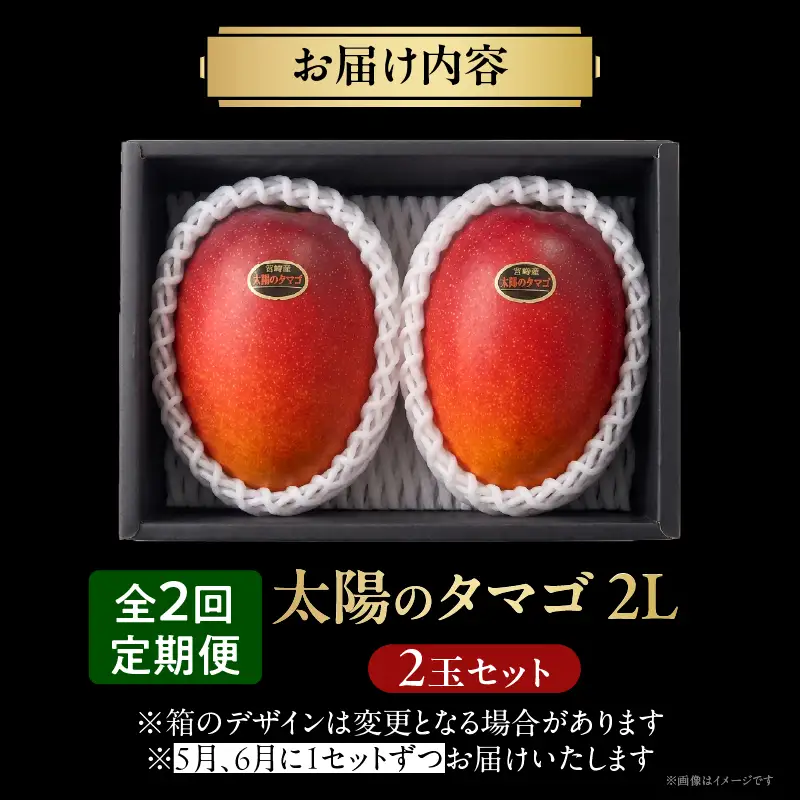 【全2回お届け】太陽のタマゴ 2L×2玉［T20］定期便 フルーツ 果物 くだもの 2027年 完熟マンゴー 国産 宮崎マンゴー マンゴージュース 南国フルーツ おすすめ デザート ギフト 贈り物 プレゼント 冷蔵 綾町 送料無料_A0113-010
