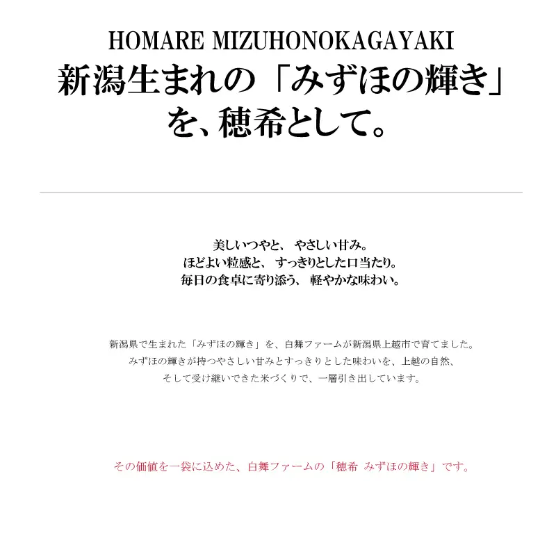令和8年 新米 新潟県上越市産 穂希 みずほの輝き 4kg(2kg×2） 精米 株式会社MSD
