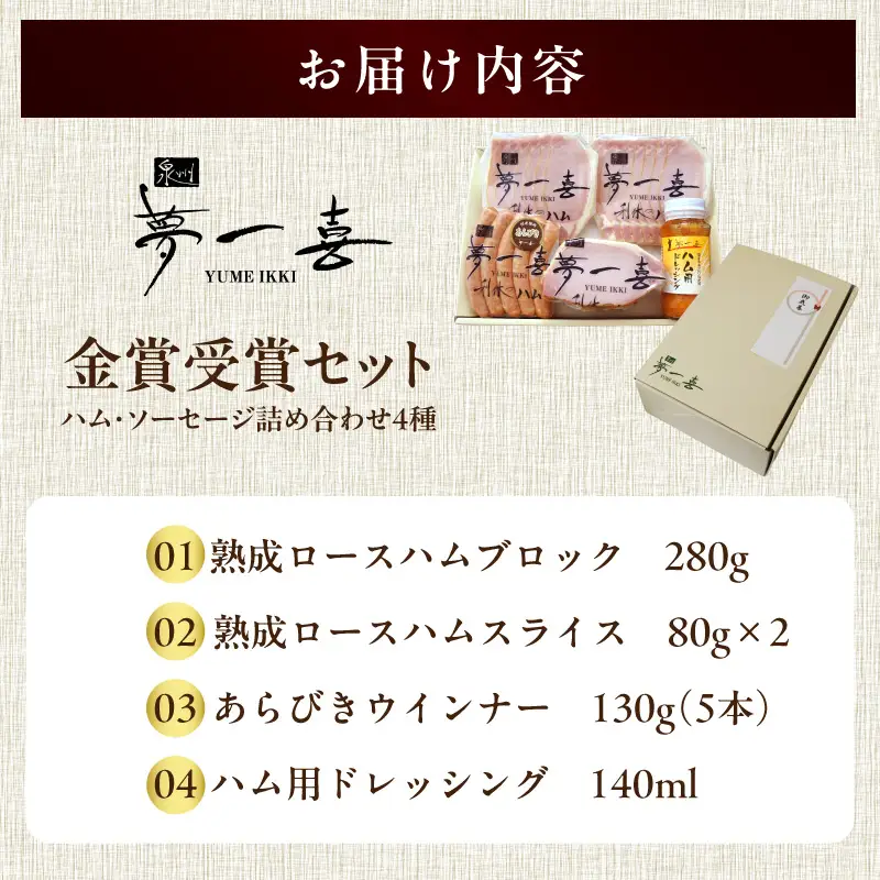 【お歳暮対応】金賞受賞セット（ハム・ソーセージ 4種 詰め合わせ）