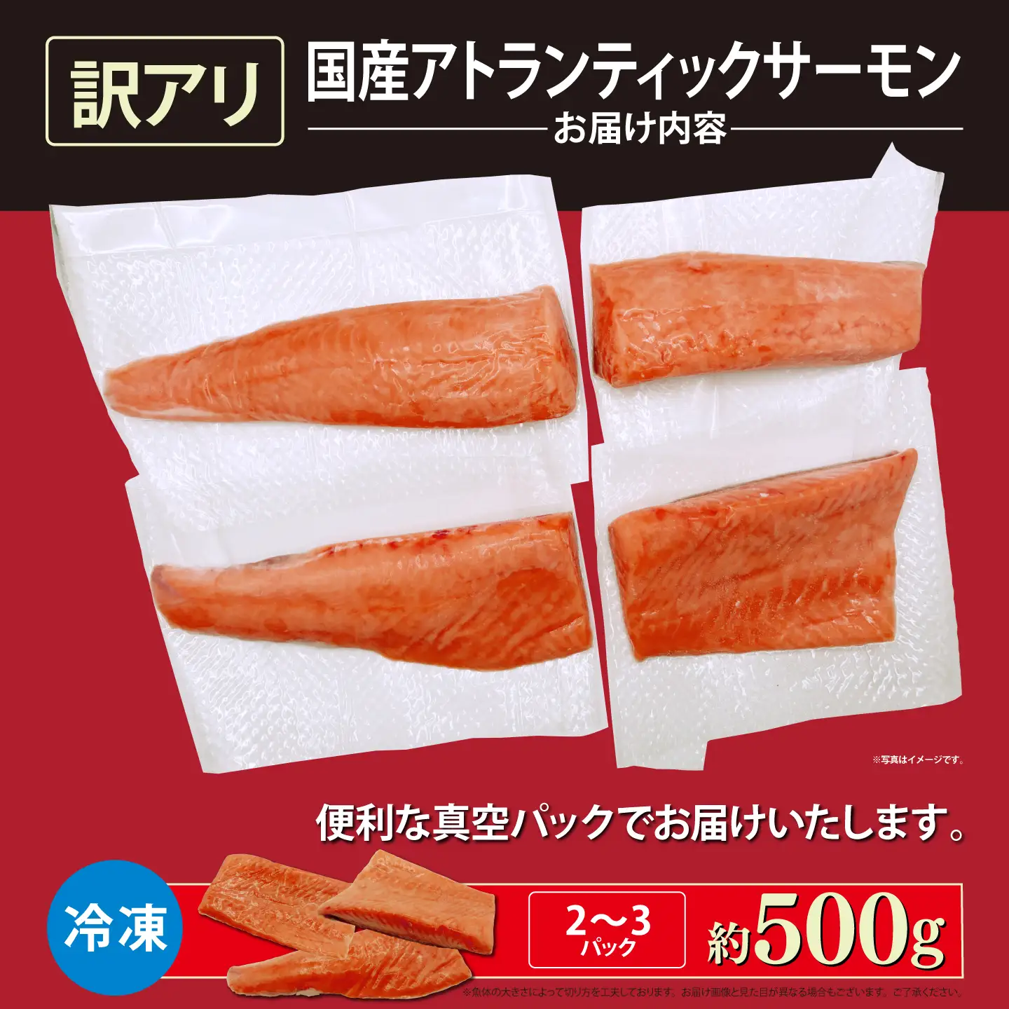 サーモン 訳あり 冷凍 2～3P 約500g 国産サーモン
