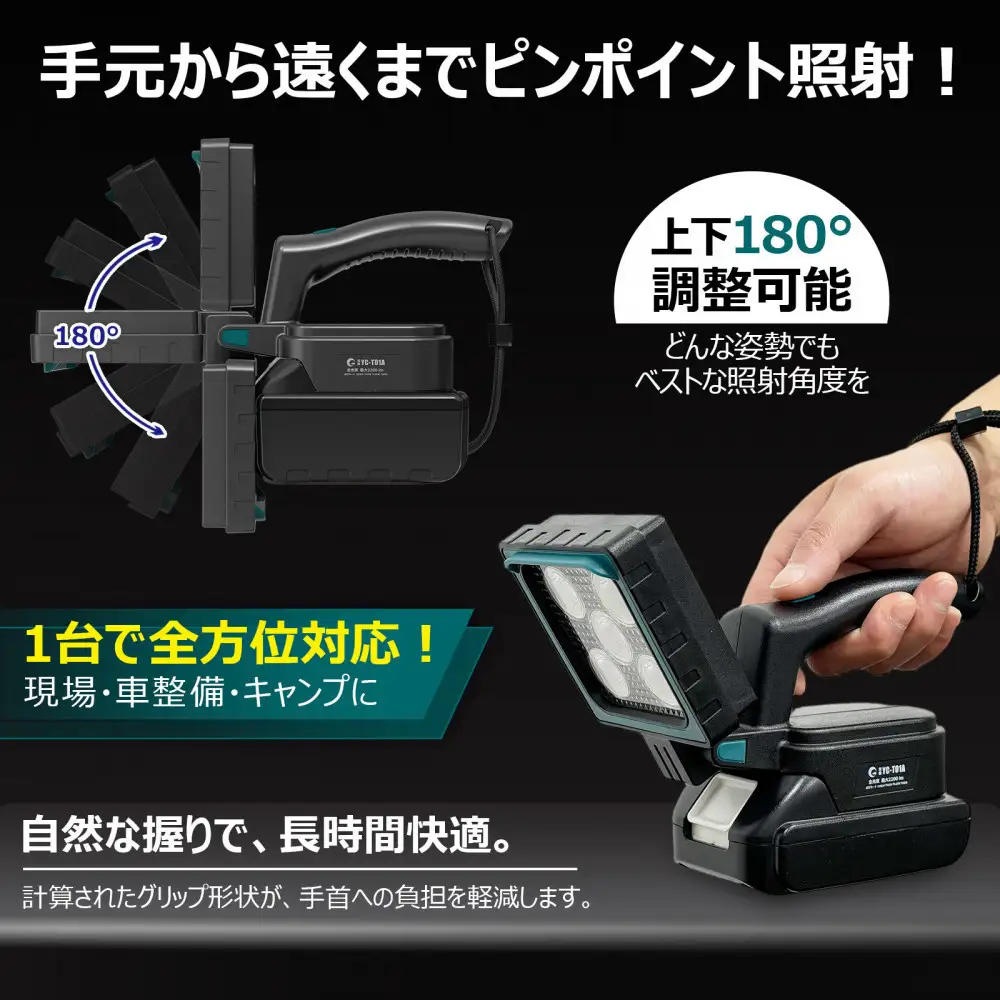 バッテリー着脱式LED投光器 15W「マッチングファイターV18 XS」YC-T01A