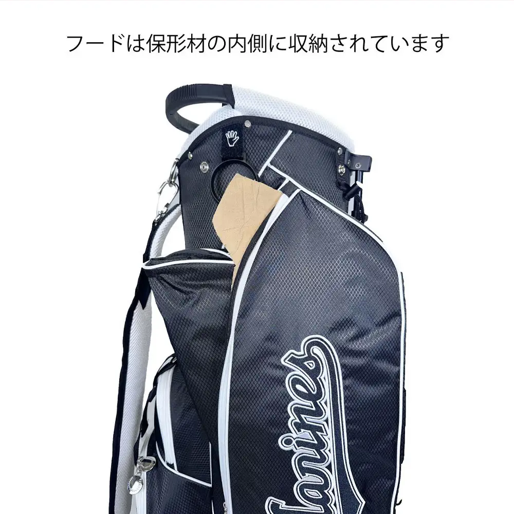 千葉ロッテマリーンズ 9.5型スタンド式キャディバッグ LMCB-6455 ゴルフ ゴルフ用品 スタンドバッグ ゴルフバッグ 機能ポケット付き フード ショルダーベルト グローブホルダー タオルハンガー 名札 14分割 ・ 3セパレーター構造