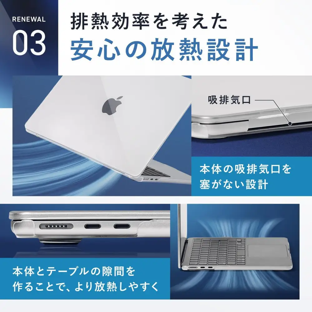 【堺市企画】Macbook カバー Air13inch M2～M5 クリア HOGOTECH