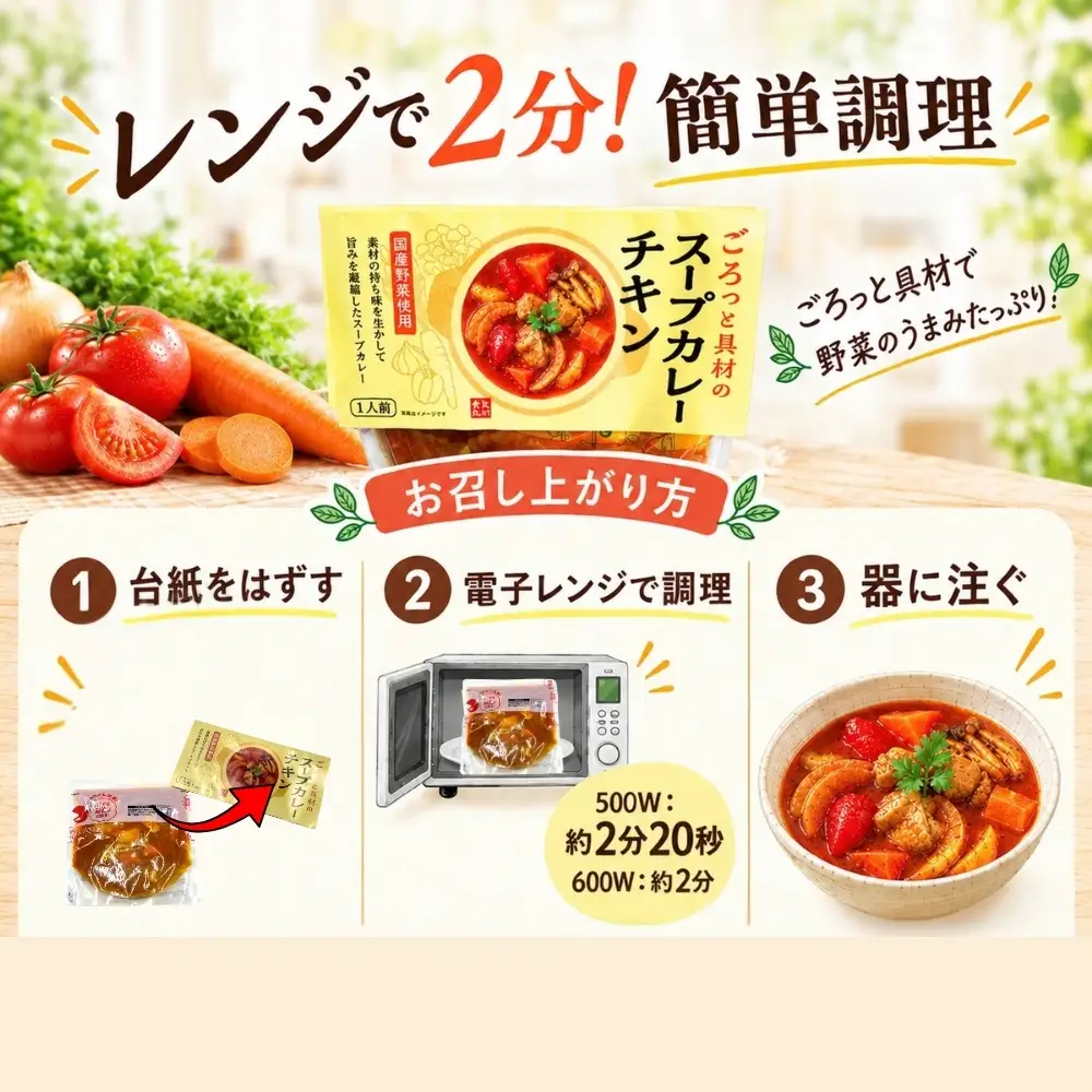 【大きな国産野菜がごろっと】【国産野菜使用のごほうびスープセット】【袋のままレンジ調理】スープ レンジ 2分 ごろっと具材の国産野菜スープセット 合計4食（2種×2袋）スープカレー チキン 豚バラ大根 常温保存 個包装 石川食品 J 