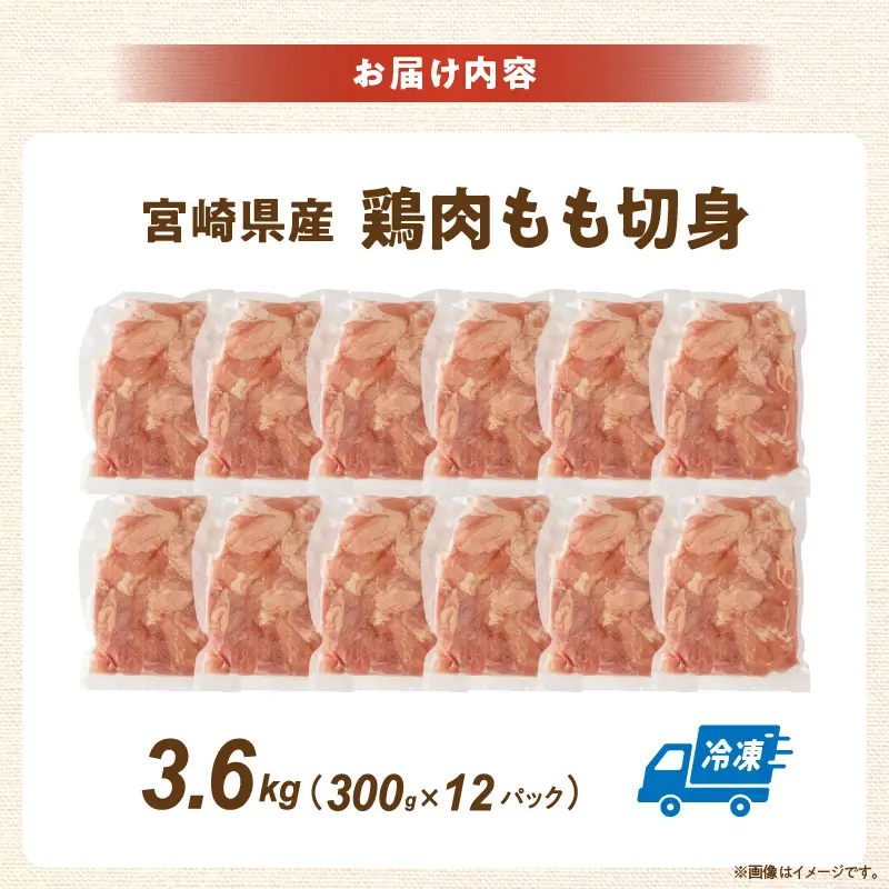 宮崎県産鶏もも切身3.6kg（300g×12袋）_K053-001-03