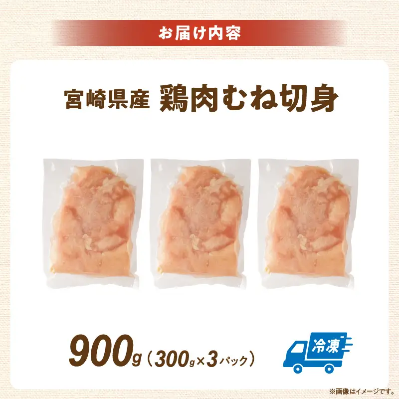 宮崎県産鶏むね切身900g（300g×3袋）_K053-002-01