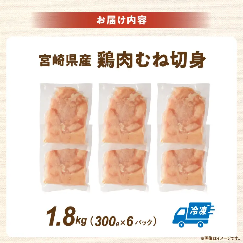 【11月発送】宮崎県産鶏むね切身1.8kg（300g×6袋） 鶏肉 冷凍 小分け_K053-002-02-11