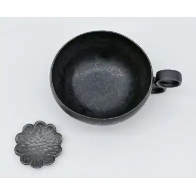 有田焼 Wリングスープカップ 花豆皿【深海三龍堂】コーヒー カフェオレ カプチーノ ミネストローネ ティータイム マグカップ 贈り物 ギフト ay119