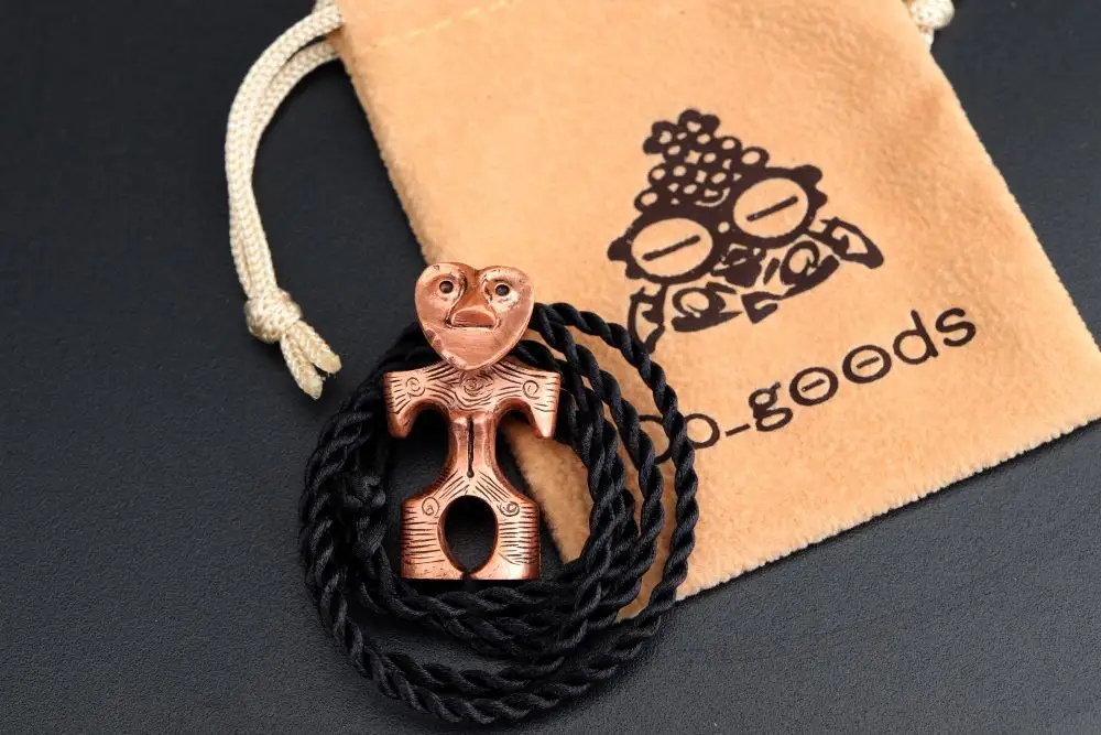 　【縄文アクセサリーDo_goods】純銅製 ハート形土偶のネックレス&ミニオブジェ　700-106  [5839-2357]