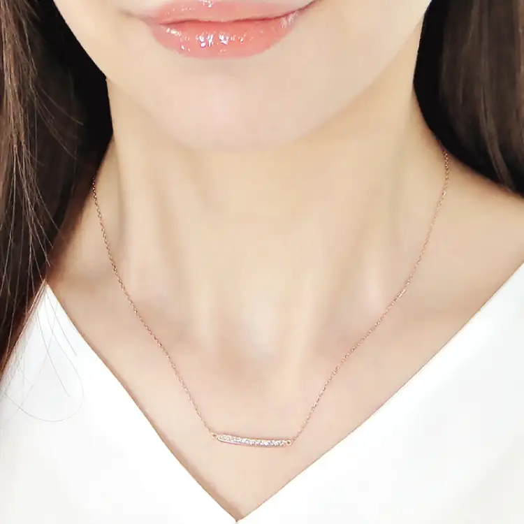 ネックレス レディース K18PG ピンクゴールド ダイヤモンド 0.13ct【 f182-k18pg 】