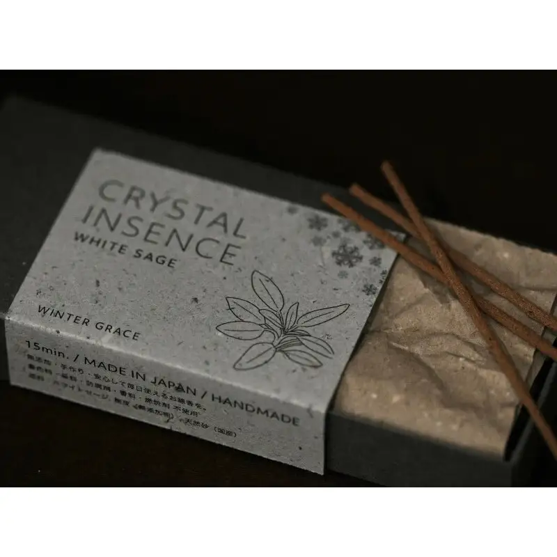 お香 ホワイトセージ30本入り／一日一本、ひと月の香り習慣【CRYSTAL INSENCE】／福岡市の自社工房で手作り