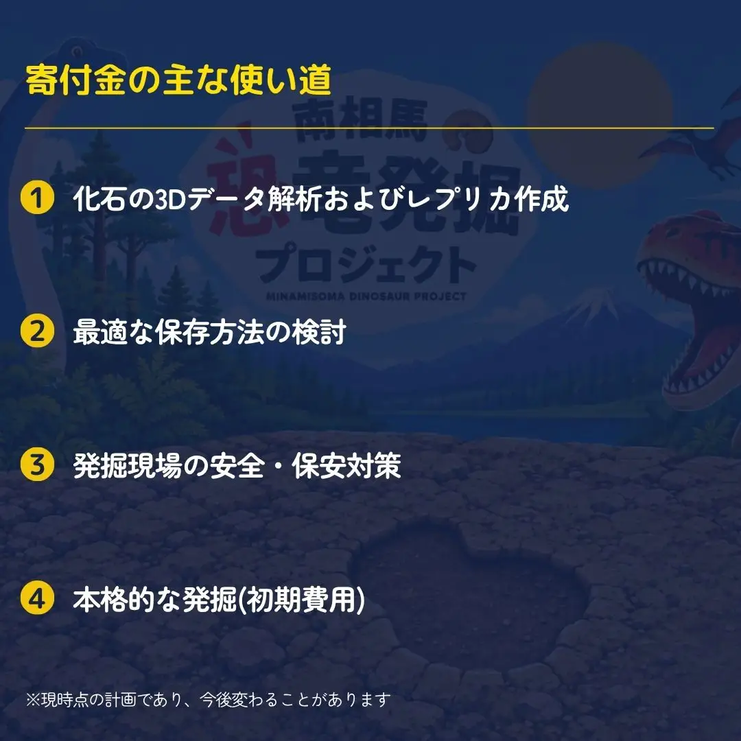 【返礼品なし】南相馬恐竜発掘プロジェクト応援寄付 3000円 | 恐竜 足跡 化石