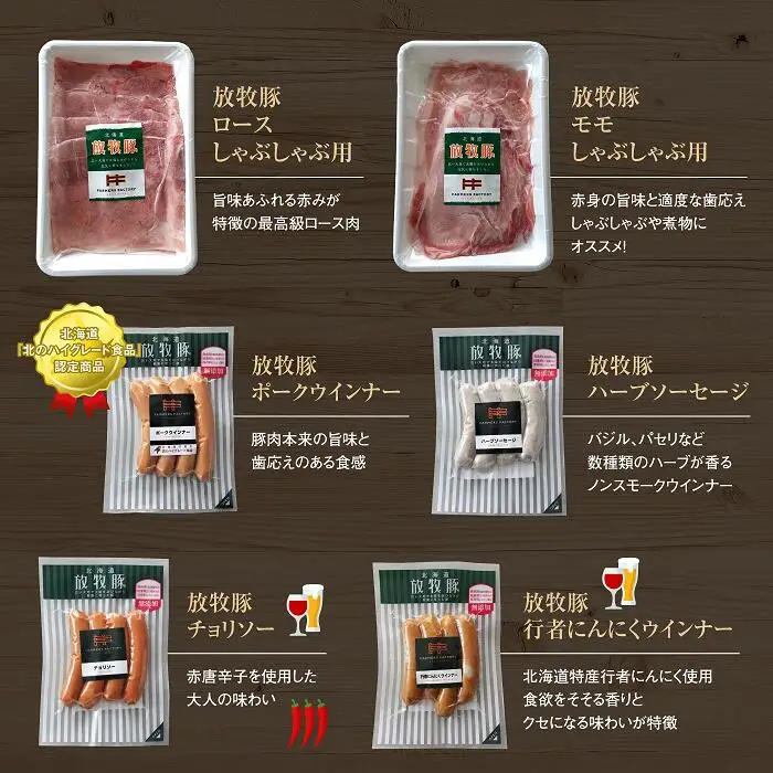 北海道産放牧豚 無添加ウインナーとしゃぶしゃぶ肉セット【12000102】