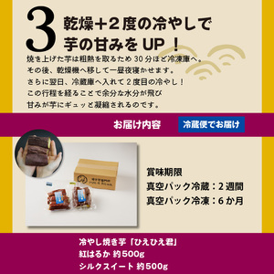 【ジャパンフードセレクション 金賞】 焼き芋 蜜たっぷり！冷やし焼き芋 ひえひえ君 1kg（4～6袋） 紅はるか＆シルクスイート 芋スイーツ H047-041