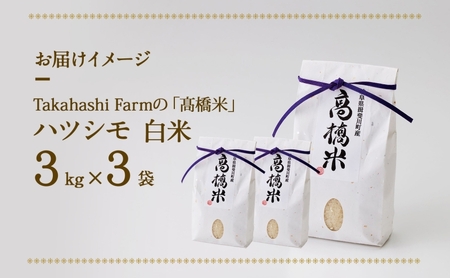 ハツシモ 高橋米 白米 幻の米 大粒 ハツシモ【計9kg(3kg×3袋)】