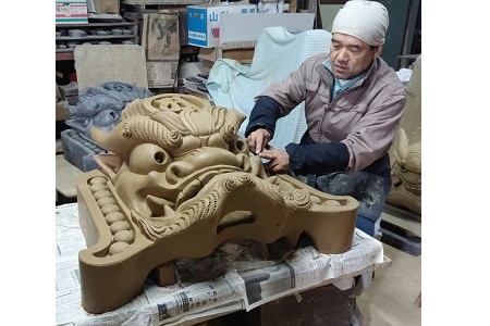 伝統工芸士の鬼師が作る守護鬼瓦シリーズ 疫病退散 守護鬼面プレート（大） H064-018