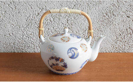 深川製磁 【有田焼】染錦花丸紋　土瓶茶器揃 aa030