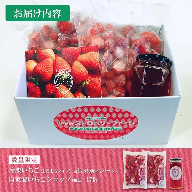 【ふるなびWEEK対象】グランプリ受賞 数量限定 冷凍いちご シロップ付 計1kg+170g 【まるまるタイプ】_BA105-26