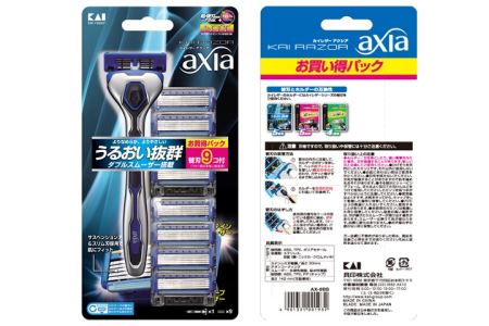 貝印 5枚刃カミソリ axia ホルダー+替刃9個 H8-38