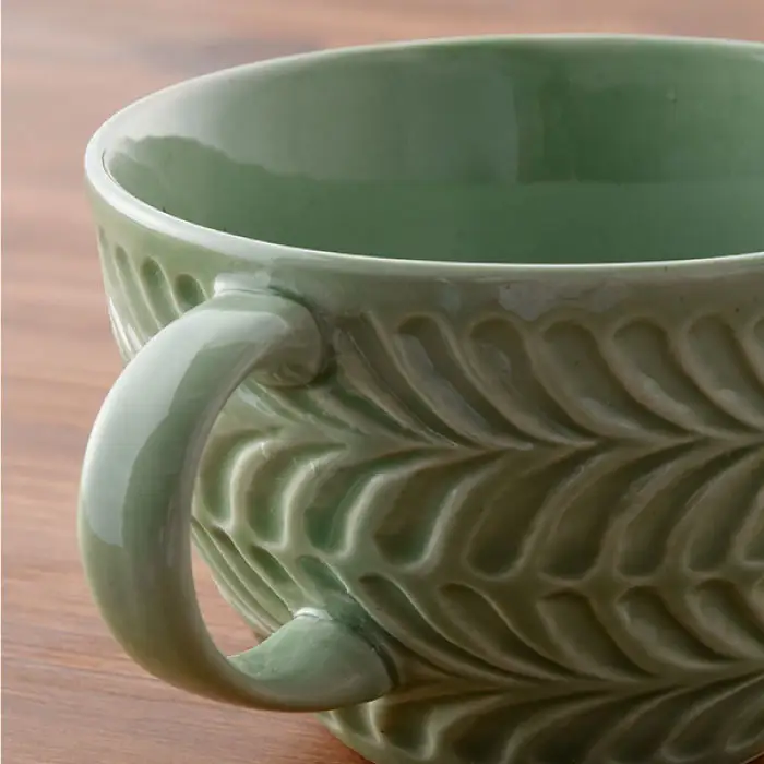 【波佐見焼】Rosemary ペア スープマグ セット（オリーブ・ライトグレー） スープカップ 食器 陶器 【トーエー】 [QC21] 波佐見焼 九州 
