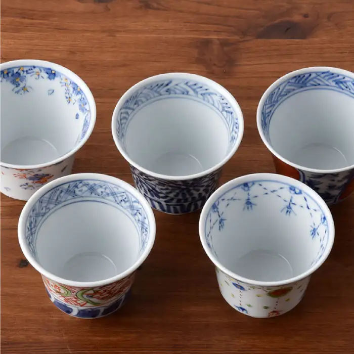【波佐見焼】絵変わり 反りぐい呑 5個セット 湯飲み カップ 陶器 食器 皿 【一夢窯】 [ZD03] 波佐見焼