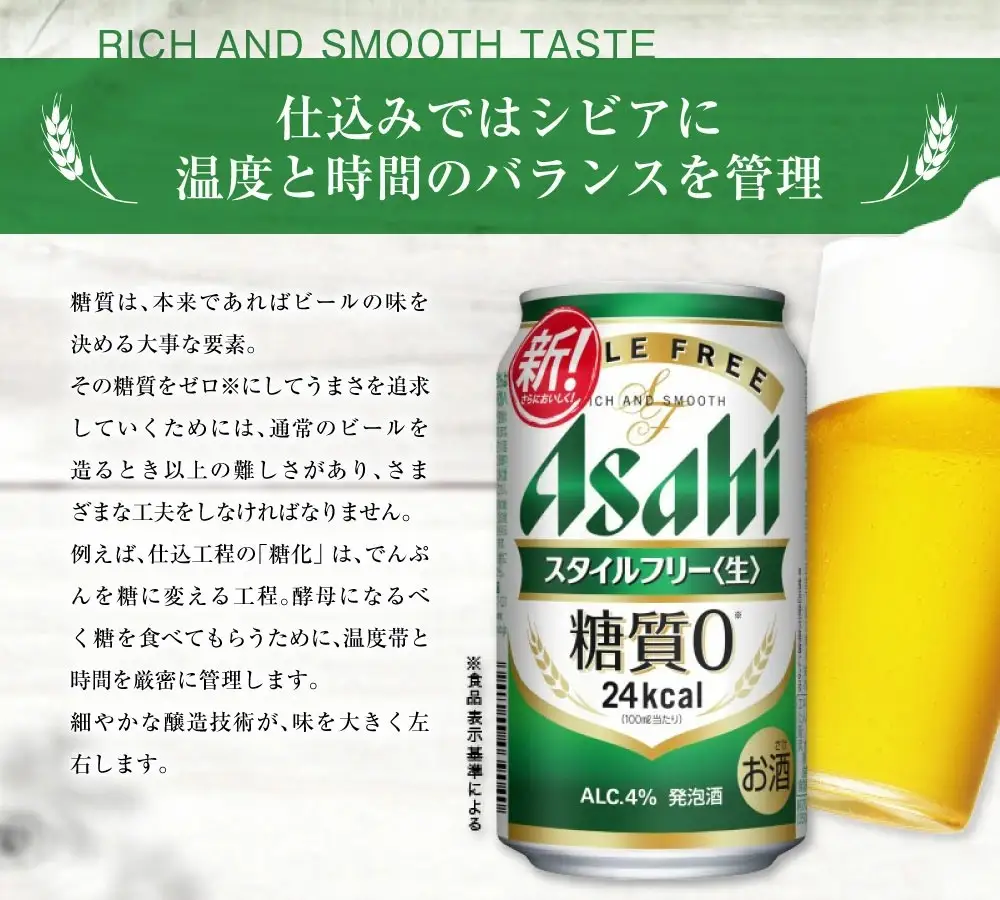 定期便【1年間】アサヒスタイルフリー＜生＞ 350ml×1ケース（24本）アウトドア ビール 350ml 発泡酒 酒 お酒 アルコール 糖質 糖質ゼロ 糖質制限 ゼロ Asahi アサヒビール 24缶 缶ビール 茨城県 守谷市